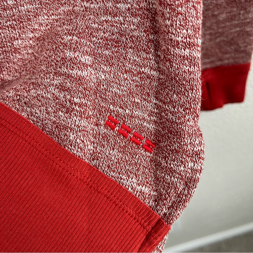 Peace Love World Birdseye Two-Tone Heather Rose Red Cowl Neck Pullover Small - Picture 8 of 12